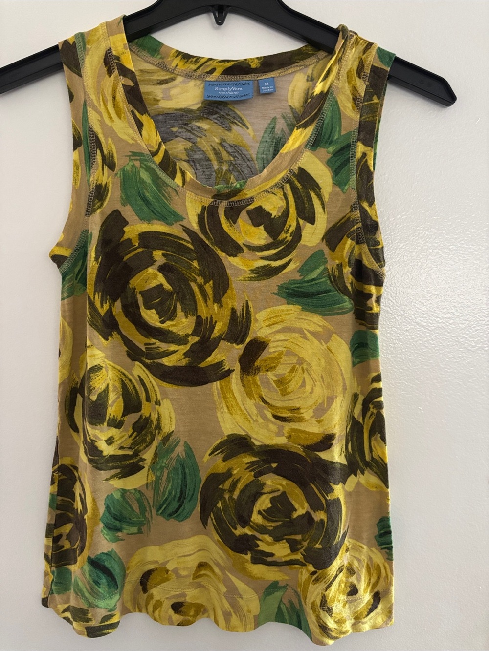 Simply Vera Vera Wang Yellow Floral Scoop Neck Tank